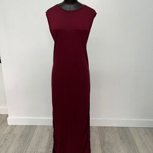 Burgundy Sleeveless Maxi Dress | Elegant Long Dress | Minimalist Chic